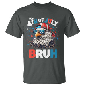 Funny Eagle It's 4th Of July Bruh T Shirt Patriotic Bald Eagle American Flag TS11 Dark Heather Print Your Wear