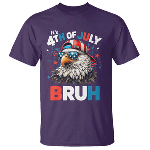 Funny Eagle It's 4th Of July Bruh T Shirt Patriotic Bald Eagle American Flag TS11 Purple Print Your Wear