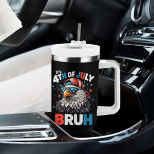 Funny Eagle It's 4th Of July Bruh Tumbler With Handle Patriotic Bald Eagle American Flag TS11 Print Your Wear