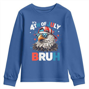 Funny Eagle It's 4th Of July Bruh Youth Sweatshirt Patriotic Bald Eagle American Flag TS11 Royal Blue Print Your Wear