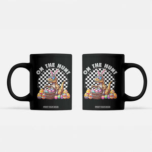Funny Easter Day Dinosaur Bunny Coffee Mug On The Hunt Egg Hunting TS11 Black Print Your Wear
