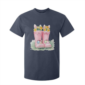 Funny Easter Day Gardening T Shirt For Kid Gardener Boots Bunny Ears Colorful Eggs TS11 Navy Print Your Wear
