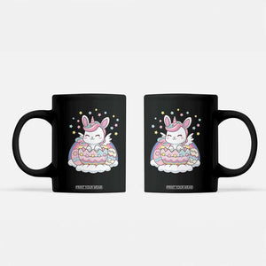 Funny Easter Unicorn Bunny Easter Eggs Coffee Mug TS11 Black Print Your Wear