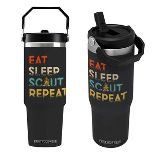 Funny Eat Sleep Scout Repeat Flip Straw Tumbler Scouting Outdoor Camping Nature Campfire TS11 One Size: 30 oz Black Print Your Wear