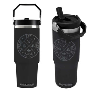 Funny Eat Sleep Scout Repeat Flip Straw Tumbler Scouting Outdoor Camping Nature TS11 One Size: 30 oz Black Print Your Wear