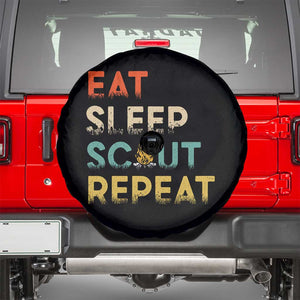 Funny Eat Sleep Scout Repeat Spare Tire Cover Scouting Outdoor Camping Nature Campfire TS11 Black Print Your Wear