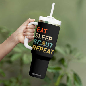 Funny Eat Sleep Scout Repeat Tumbler With Handle Scouting Outdoor Camping Nature Campfire TS11 Print Your Wear