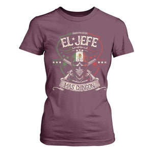 Funny El Jefe Mas Chingon T Shirt For Women Mexican Boss TS11 Maroon Print Your Wear