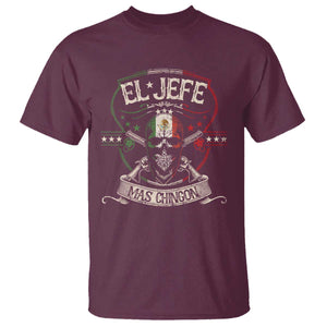Funny El Jefe Mas Chingon T Shirt Mexican Boss TS11 Maroon Print Your Wear
