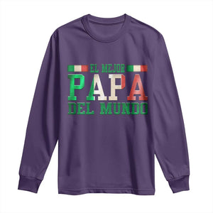 Funny El Mejor Papa Del Mundo Long Sleeve Shirt Mexican Father TS11 Purple Print Your Wear