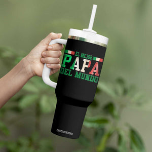 Funny El Mejor Papa Del Mundo Tumbler With Handle Mexican Father TS11 Print Your Wear