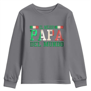 Funny El Mejor Papa Del Mundo Youth Sweatshirt Mexican Father TS11 Charcoal Print Your Wear