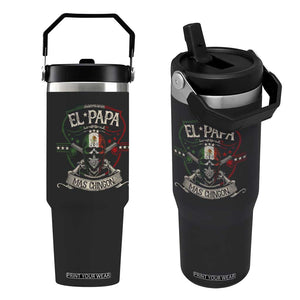 Funny El Papa Mas Chingon Flip Straw Tumbler Best Mexican Dad Fathers Day Skull TS11 One Size: 30 oz Black Print Your Wear