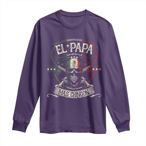 Funny El Papa Mas Chingon Long Sleeve Shirt Best Mexican Dad Fathers Day Skull TS11 Purple Print Your Wear