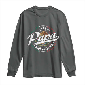 Funny El Papa Mas Chingon Long Sleeve Shirt Best Mexican Dad Father's Day TS11 Dark Heather Print Your Wear