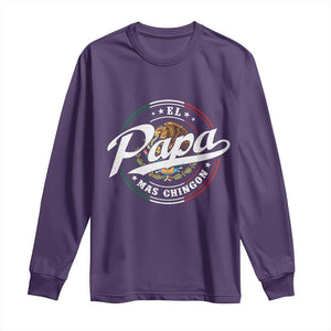 Funny El Papa Mas Chingon Long Sleeve Shirt Best Mexican Dad Father's Day TS11 Purple Print Your Wear