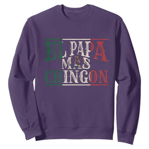 Funny El Papa Mas Chingon Sweatshirt Best Mexican Dad Father's Day Mexican Flag TS11 Purple Print Your Wear