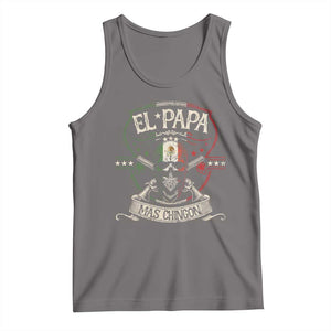 Funny El Papa Mas Chingon Tank Top Best Mexican Dad Father's Day Skull TS11 Deep Heather Print Your Wear