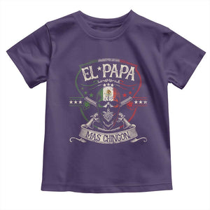 Funny El Papa Mas Chingon Toddler T Shirt Best Mexican Dad Father's Day Skull TS11 Purple Print Your Wear