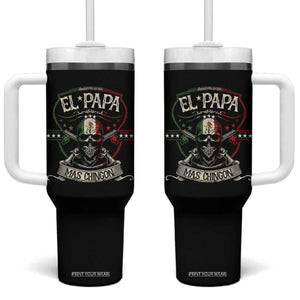 Funny El Papa Mas Chingon Tumbler With Handle Best Mexican Dad Fathers Day Skull TS11 One Size: 40 oz Black Print Your Wear