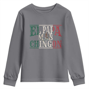 Funny El Papa Mas Chingon Youth Sweatshirt Best Mexican Dad Father's Day Mexican Flag TS11 Charcoal Print Your Wear