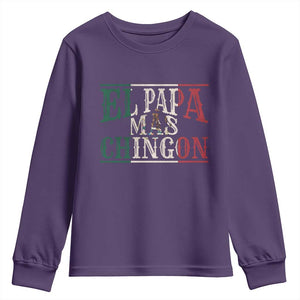 Funny El Papa Mas Chingon Youth Sweatshirt Best Mexican Dad Father's Day Mexican Flag TS11 Purple Print Your Wear