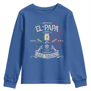 Funny El Papa Mas Chingon Youth Sweatshirt Best Mexican Dad Fathers Day Skull TS11 Royal Blue Print Your Wear