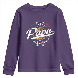 Funny El Papa Mas Chingon Youth Sweatshirt Best Mexican Dad Father's Day TS11 Purple Print Your Wear