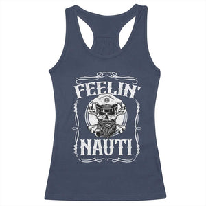 Funny Feelin Nauti Racerback Tank Top Boat Captain Pontoon Sailing Sailor Skull TS11 Navy Print Your Wear