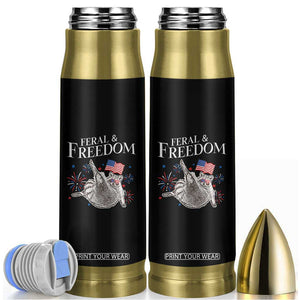 Funny Feral And Free Bullet Tumbler 4th of July Patriotic Raccoon With American Flag TS11 Black Print Your Wear