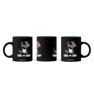 Funny Feral And Free Coffee Mug 4th of July Patriotic Raccoon With American Flag Fireworks TS11 Print Your Wear