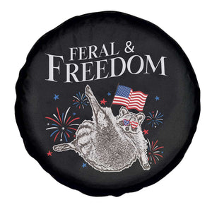 Funny Feral And Free Spare Tire Cover 4th of July Patriotic Raccoon With American Flag TS11 Print Your Wear