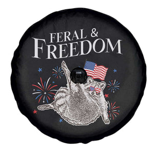 Funny Feral And Free Spare Tire Cover 4th of July Patriotic Raccoon With American Flag TS11 Print Your Wear