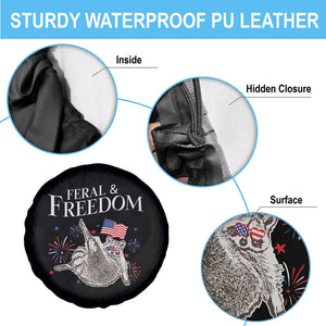 Funny Feral And Free Spare Tire Cover 4th of July Patriotic Raccoon With American Flag TS11 Print Your Wear