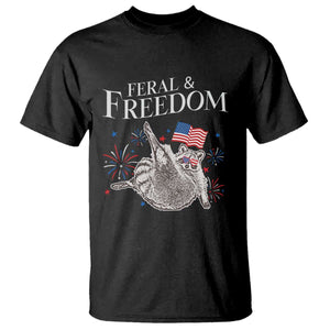 Funny Feral And Free T Shirt 4th of July Patriotic Raccoon With American Flag TS11 Black Print Your Wear