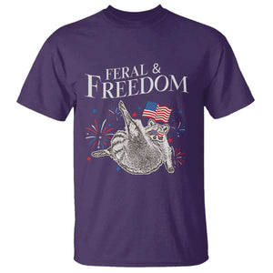 Funny Feral And Free T Shirt 4th of July Patriotic Raccoon With American Flag TS11 Purple Print Your Wear