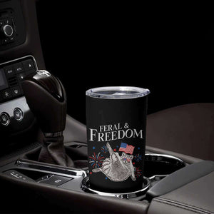 Funny Feral And Free Tumbler Cup 4th of July Patriotic Raccoon With American Flag TS11 Print Your Wear