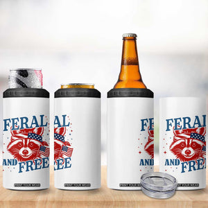 Funny Feral and Free Raccoon 4 in 1 Can Cooler Tumbler Patriotic Bandana Animal 4th of July US Flag TS02 Print Your Wear