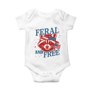 Funny Feral and Free Raccoon Baby Onesie Patriotic Bandana Animal 4th of July US Flag TS02 White Print Your Wear