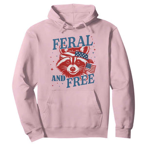 Funny Feral and Free Raccoon Hoodie Patriotic Bandana Animal 4th of July US Flag TS02 Light Pink Print Your Wear