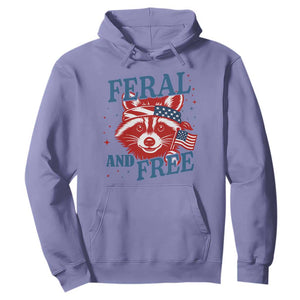 Funny Feral and Free Raccoon Hoodie Patriotic Bandana Animal 4th of July US Flag TS02 Violet Print Your Wear