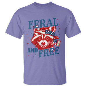 Funny Feral and Free Raccoon T Shirt Patriotic Bandana Animal 4th of July US Flag TS02 Violet Print Your Wear