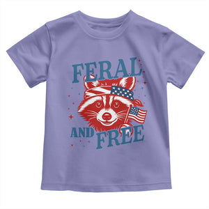 Funny Feral and Free Raccoon Toddler T Shirt Patriotic Bandana Animal 4th of July US Flag TS02 Violet Print Your Wear