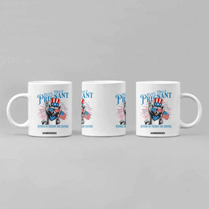 Funny Festive Feral and Pregnant Coffee Mug Running On Freedom And Cravings 4th of July Maternity Raccoon TS11 Print Your Wear