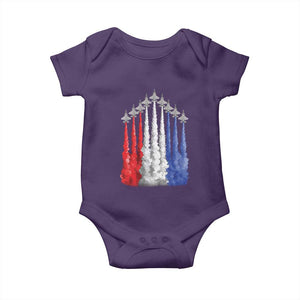Funny Fighter Jet Airplane American Flag 4th Of July Baby Onesie TS11 Purple Print Your Wear