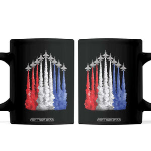 Funny Fighter Jet Airplane American Flag 4th Of July Coffee Mug TS11 Black Print Your Wear