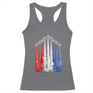 Funny Fighter Jet Airplane American Flag 4th Of July Racerback Tank Top TS11 Charcoal Print Your Wear