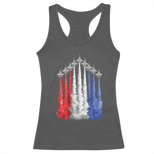 Funny Fighter Jet Airplane American Flag 4th Of July Racerback Tank Top TS11 Dark Heather Print Your Wear
