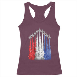 Funny Fighter Jet Airplane American Flag 4th Of July Racerback Tank Top TS11 Maroon Print Your Wear
