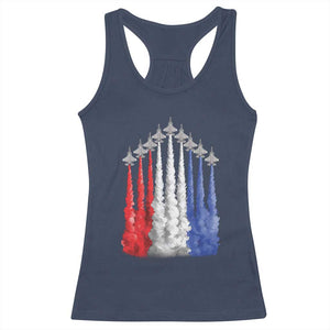 Funny Fighter Jet Airplane American Flag 4th Of July Racerback Tank Top TS11 Navy Print Your Wear